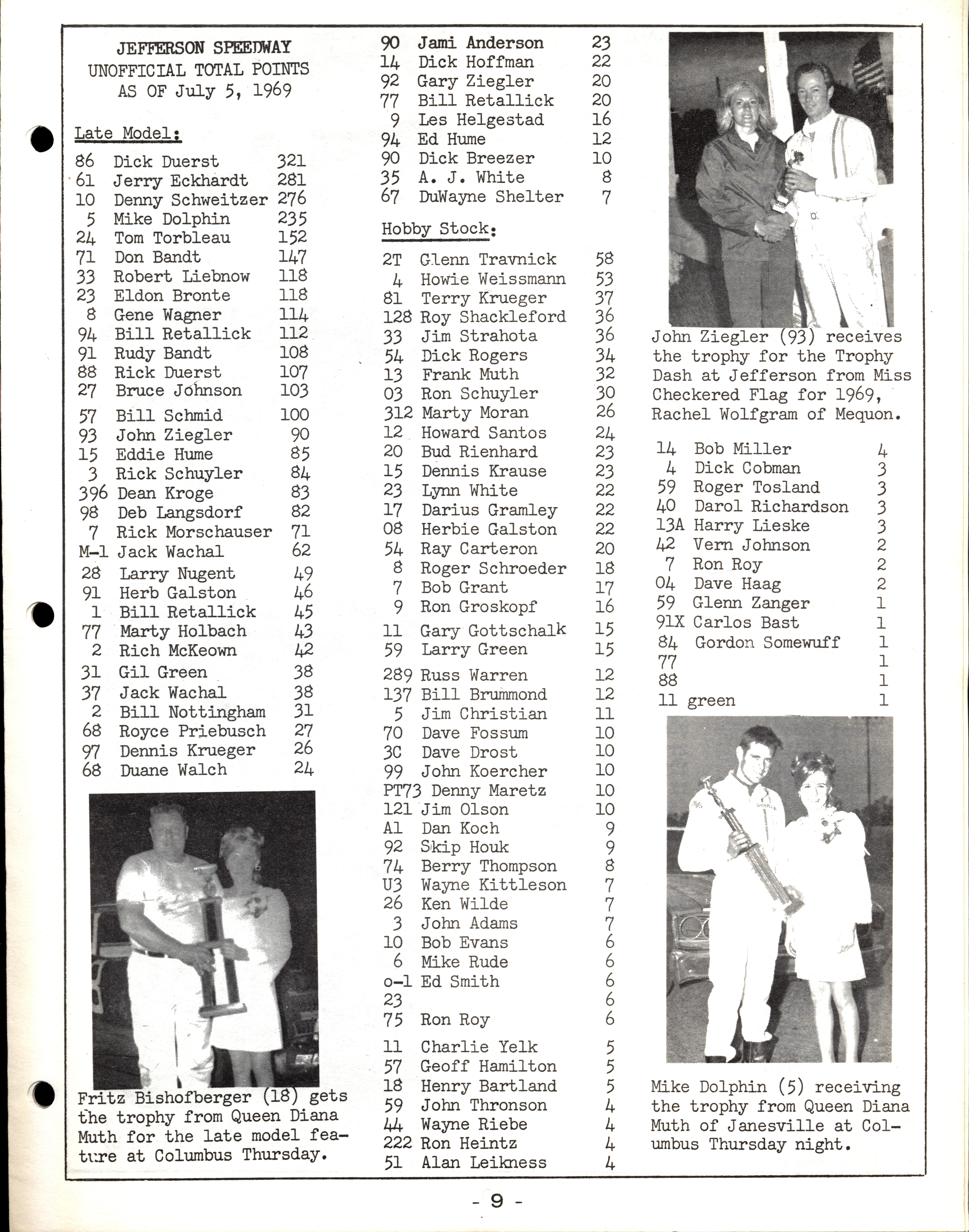 Checkered Flag Racing News July 10, 1969 back cover
